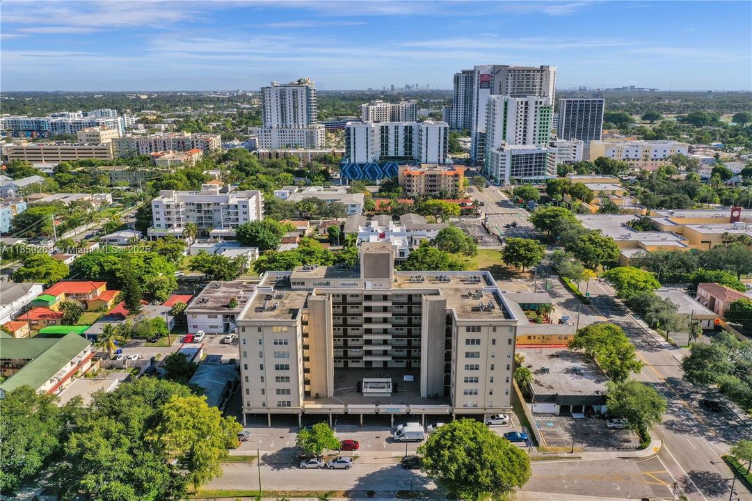 Aerial view facing north