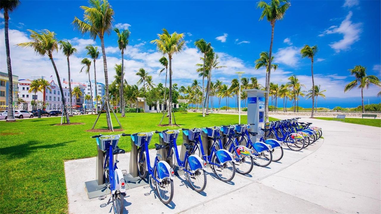 Boardwalk and City Bike Rental Station