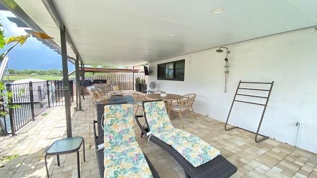 Large Cover Terrace w outdoor shower, over looking the canal