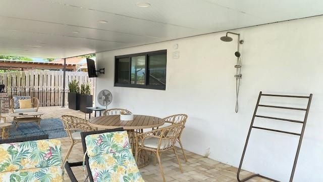 Large Cover Terrace w outdoor shower, over looking the canal