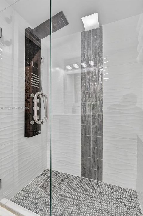 Smart rainfall shower with built in bench