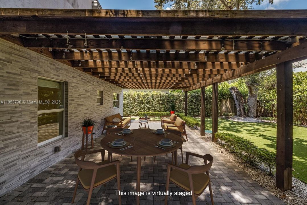 Virtual rendering of patio with furniture