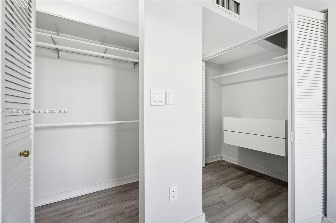 Closet space in primary bedroom