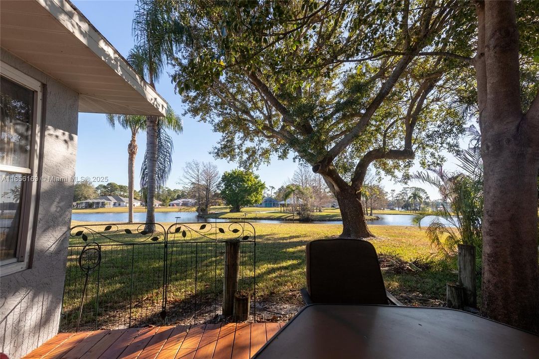 Outdoor deck area overlooking the lakes