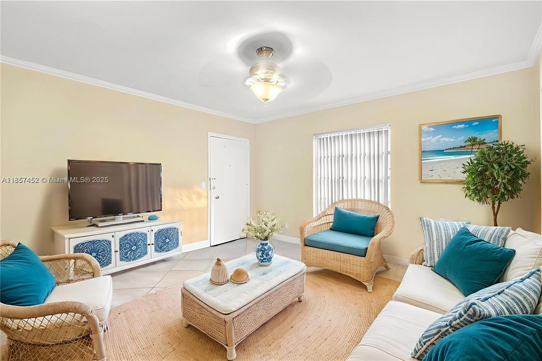 Virtually staged living room.