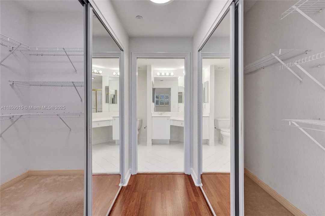 Primary bedroom has 2 large closets.