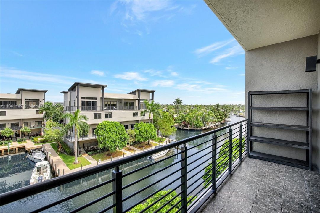 Primary bedroom balcony with long views.