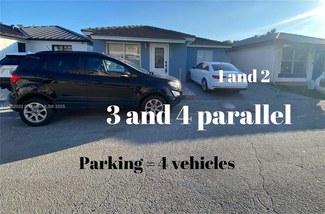 There is space to park 4 vehicles