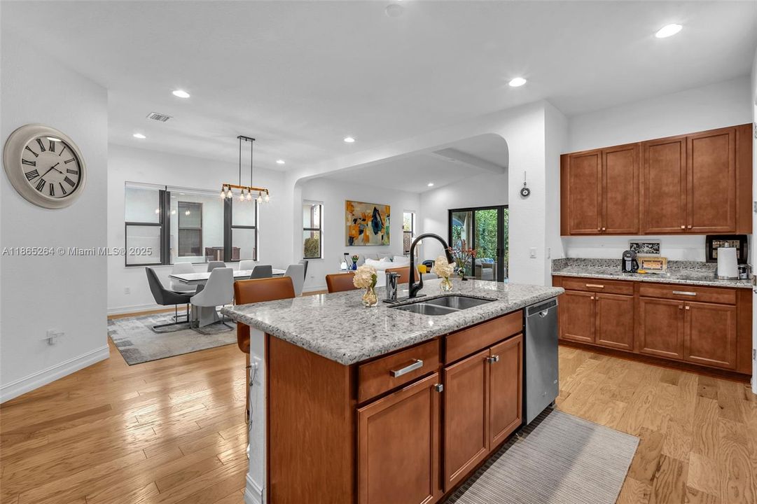 Kitchen Center Isle - Notice Redwood Cabinets