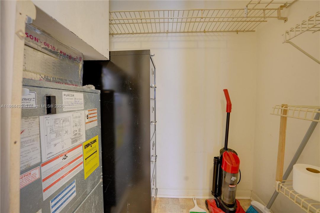 a/c closet with storage area