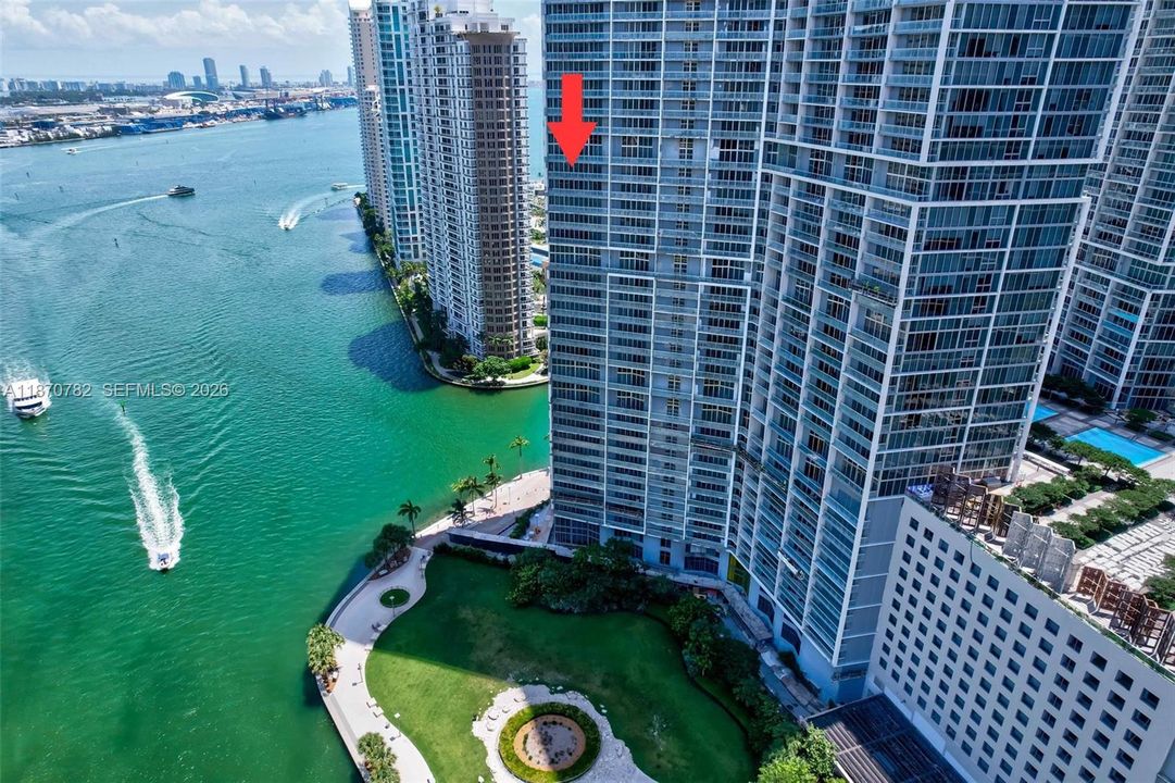 Water views of the Miami River opening into Biscayne Bay
