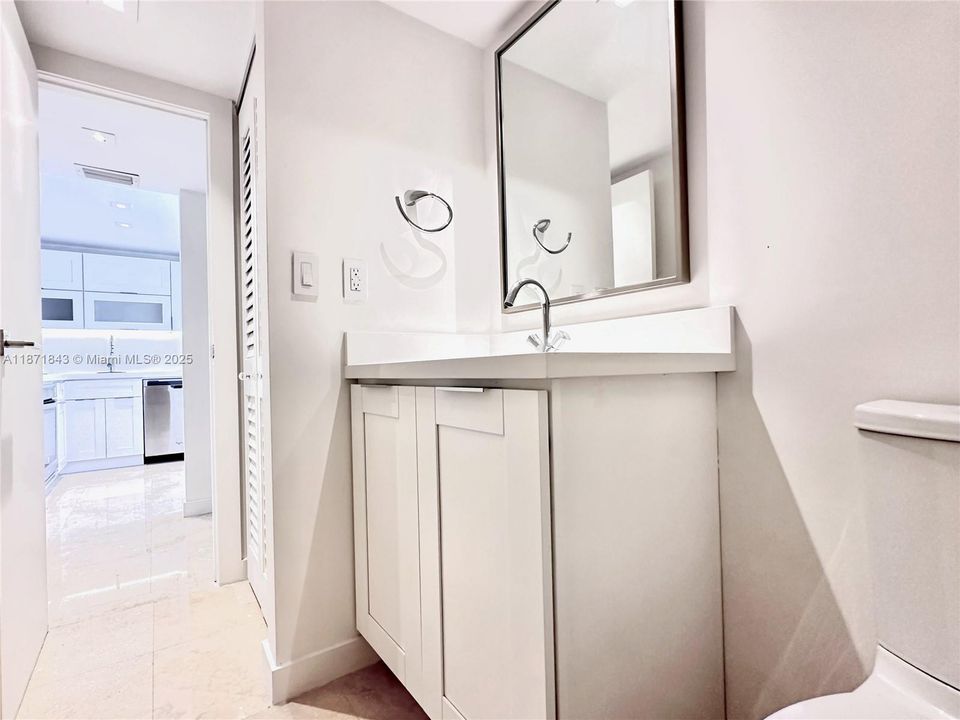 Guest Bathroom.3301 N Country Club Drive, Unit #410, Aventura, FL 33180. Bravura Condo. For Sale! Make an offer NOW!