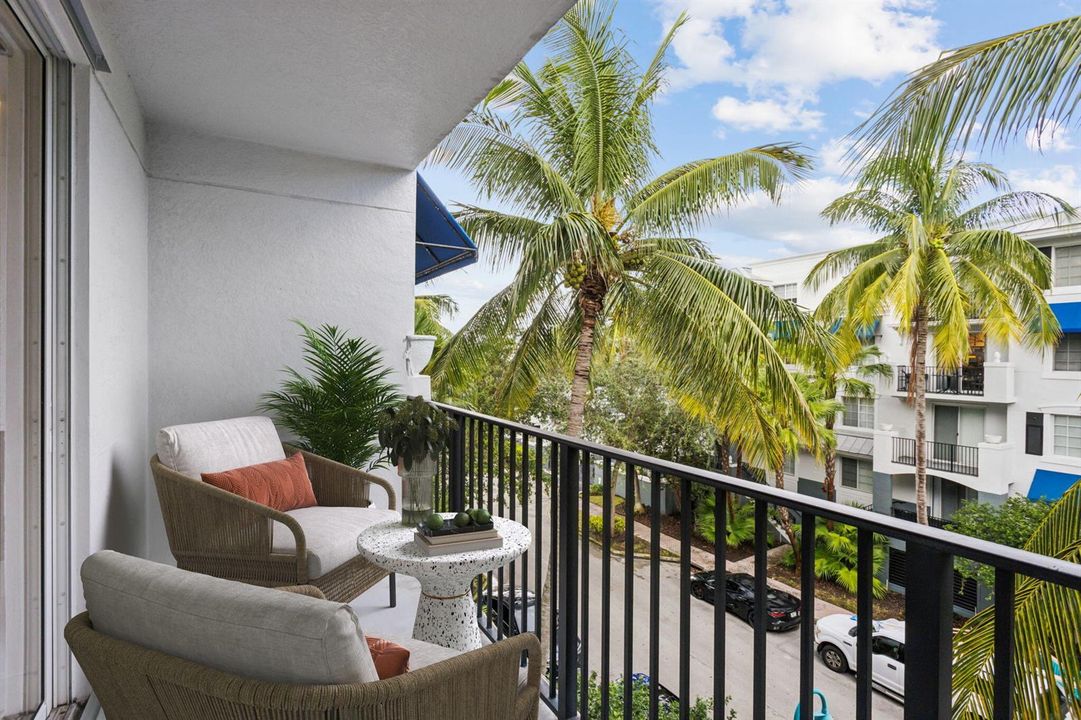 Staged balcony view