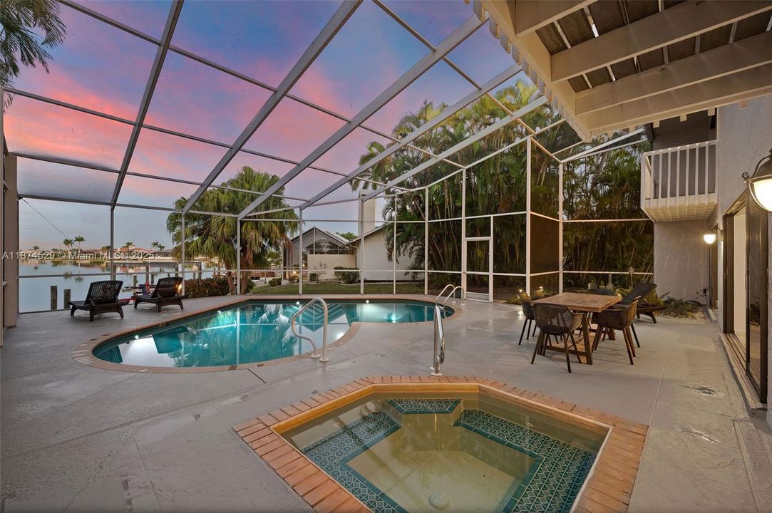 Pool and Spa in the evening