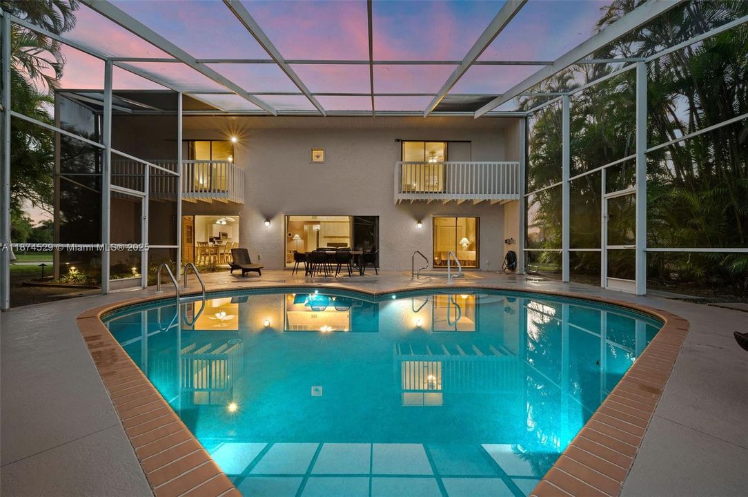 Go for an evening swim in the heart-shaped pool