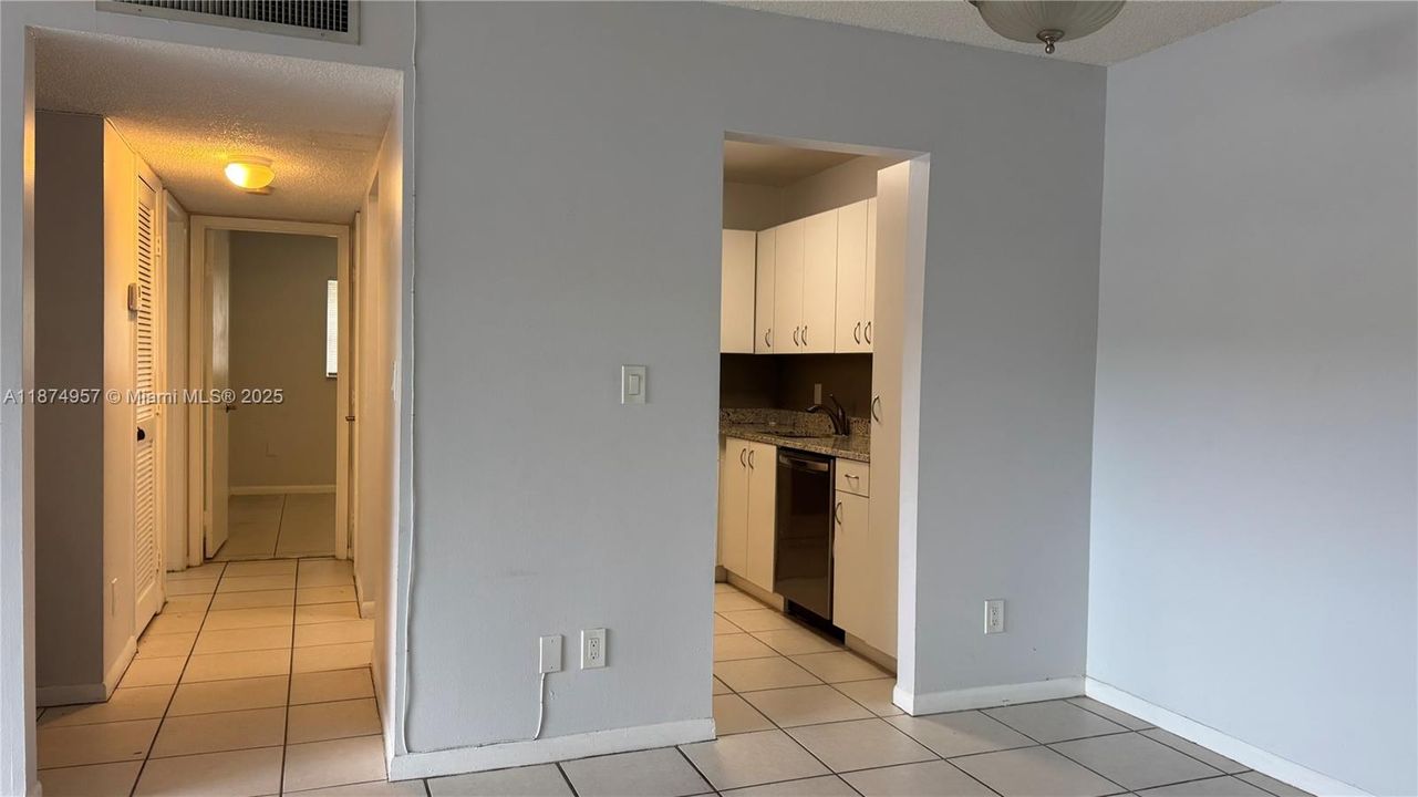 “Hallway connects the kitchen, bedroom, and bathroom.”