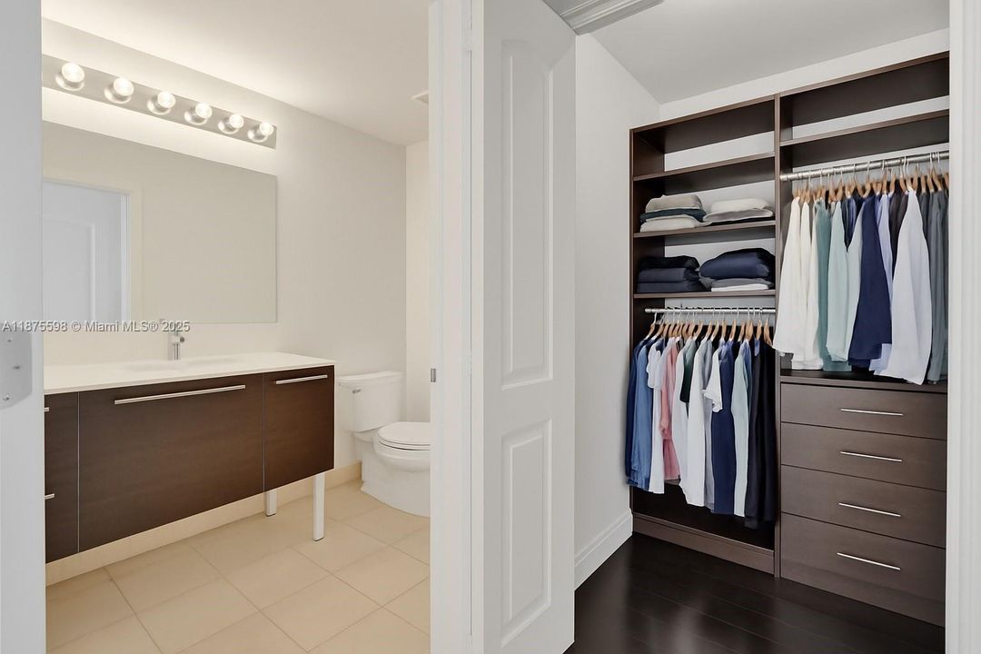 main bathroom and walk in closet
