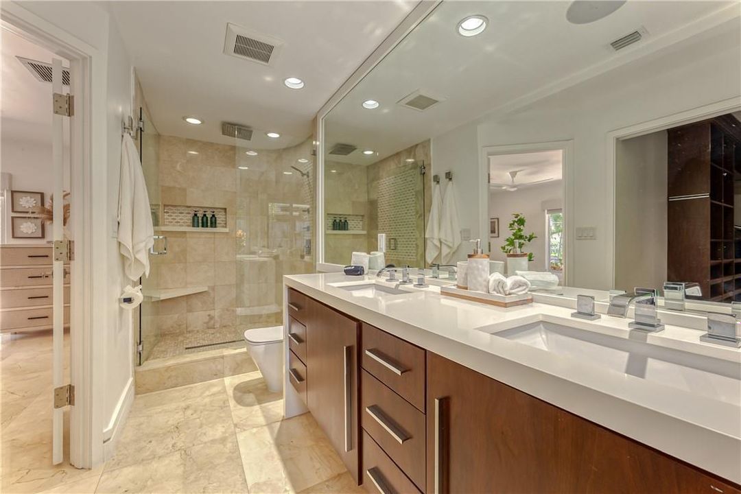 Master Bathroom Shower & double sink