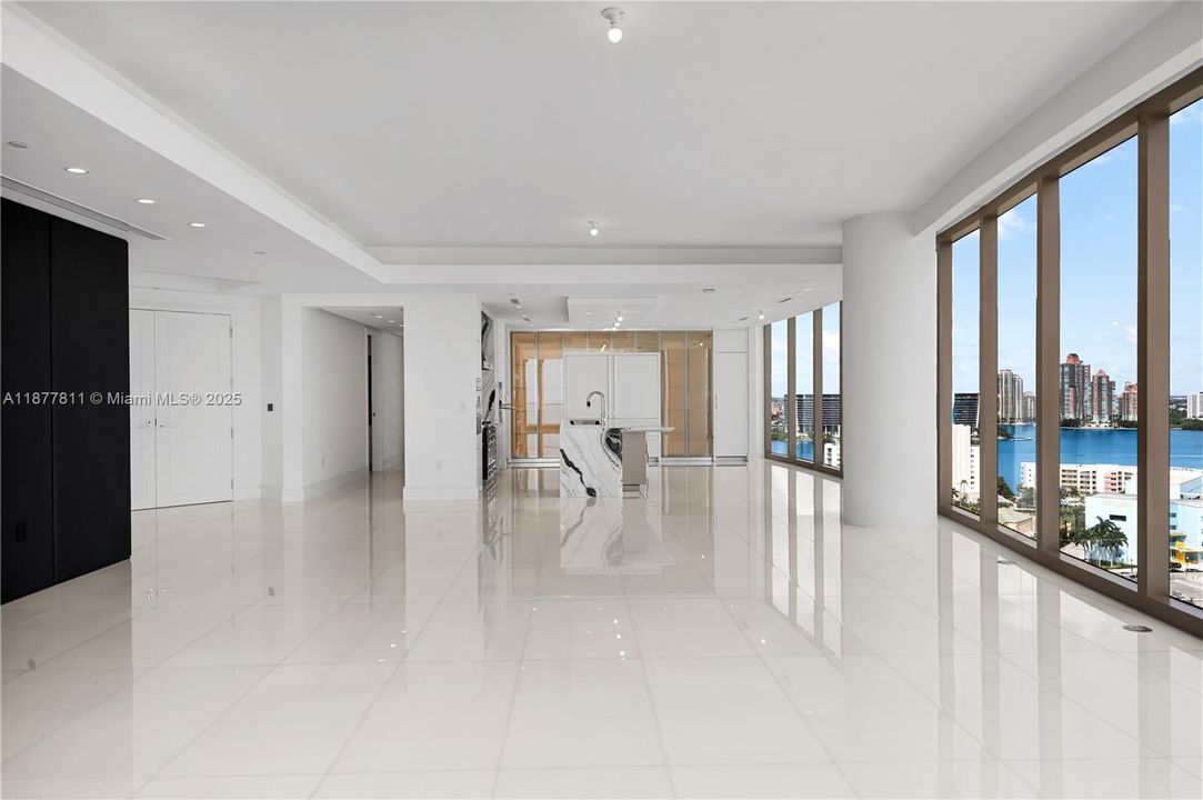 Living, dining and breakfast nook all overlooking the most beautiful Miami Skylines, and Ocean