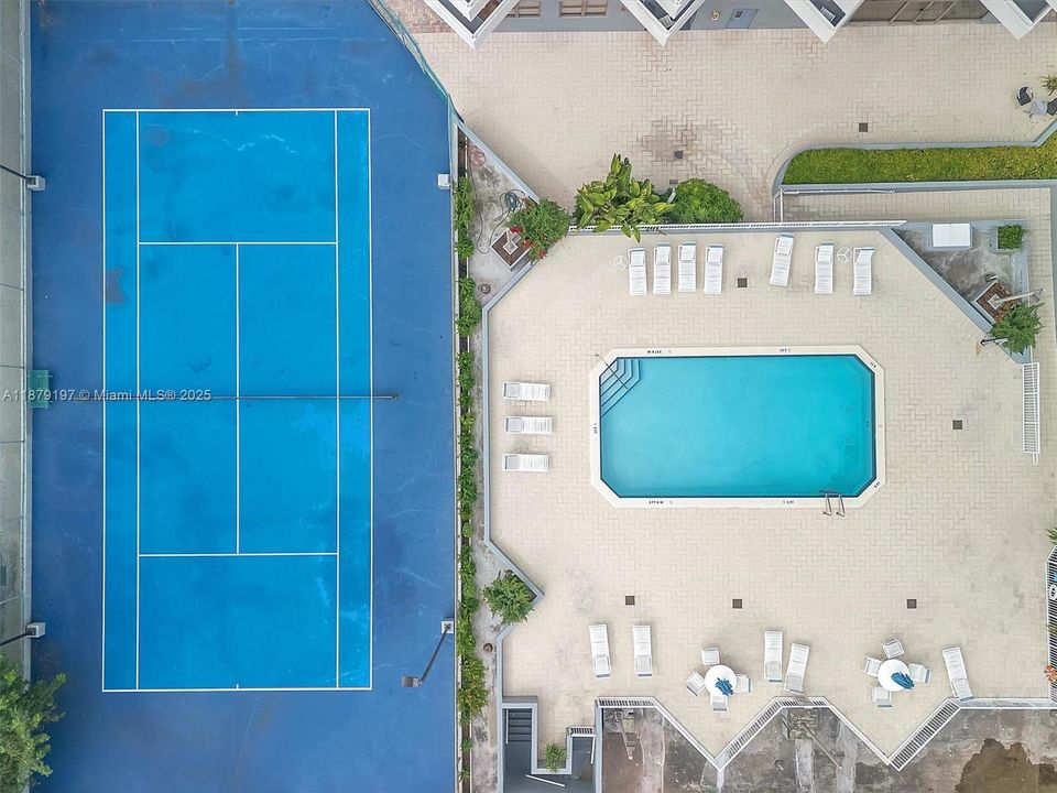 Pool and tennis courts