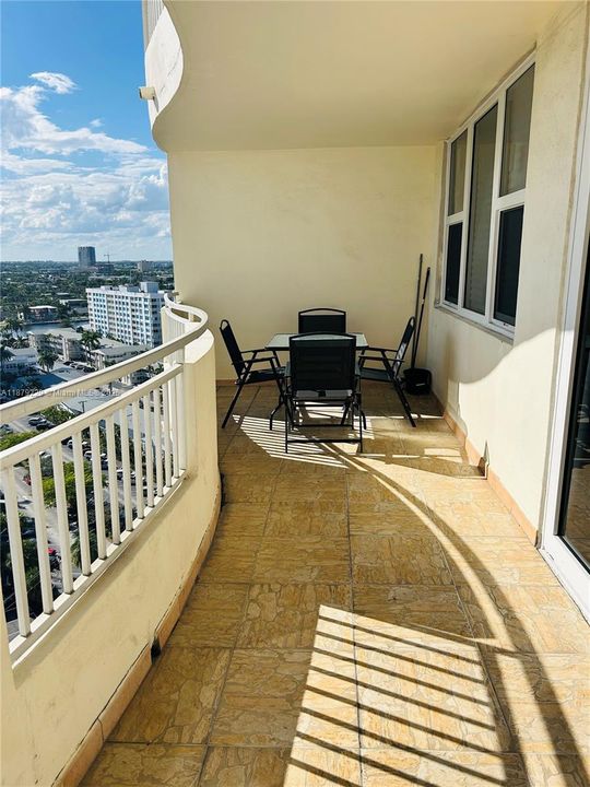 Spacious balcony with city and intracoastal views