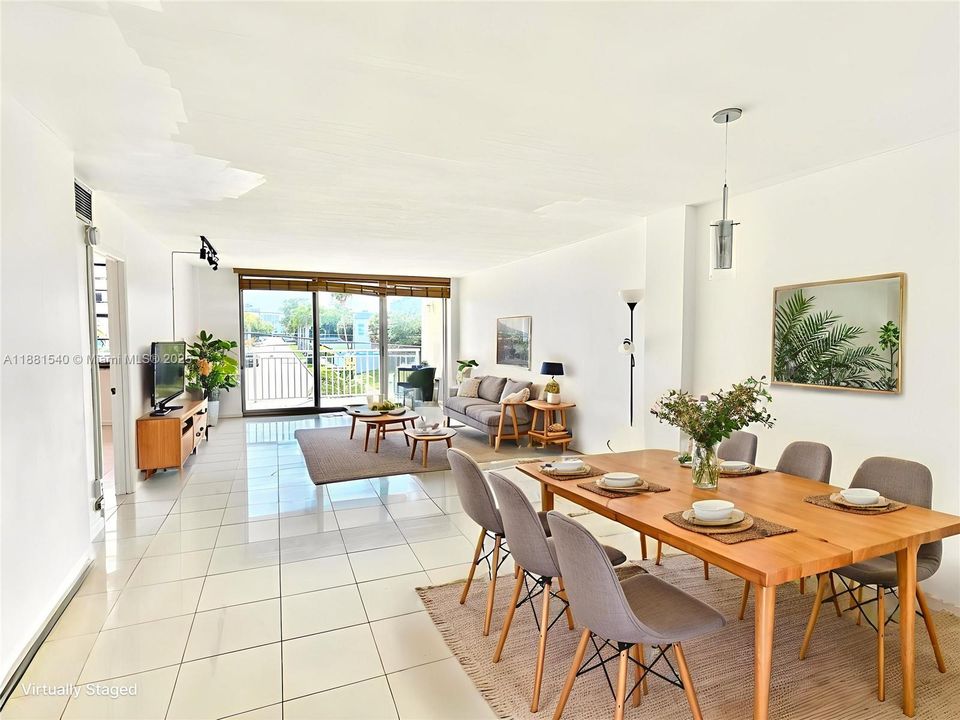 Living & Dinning area. Virtually staged