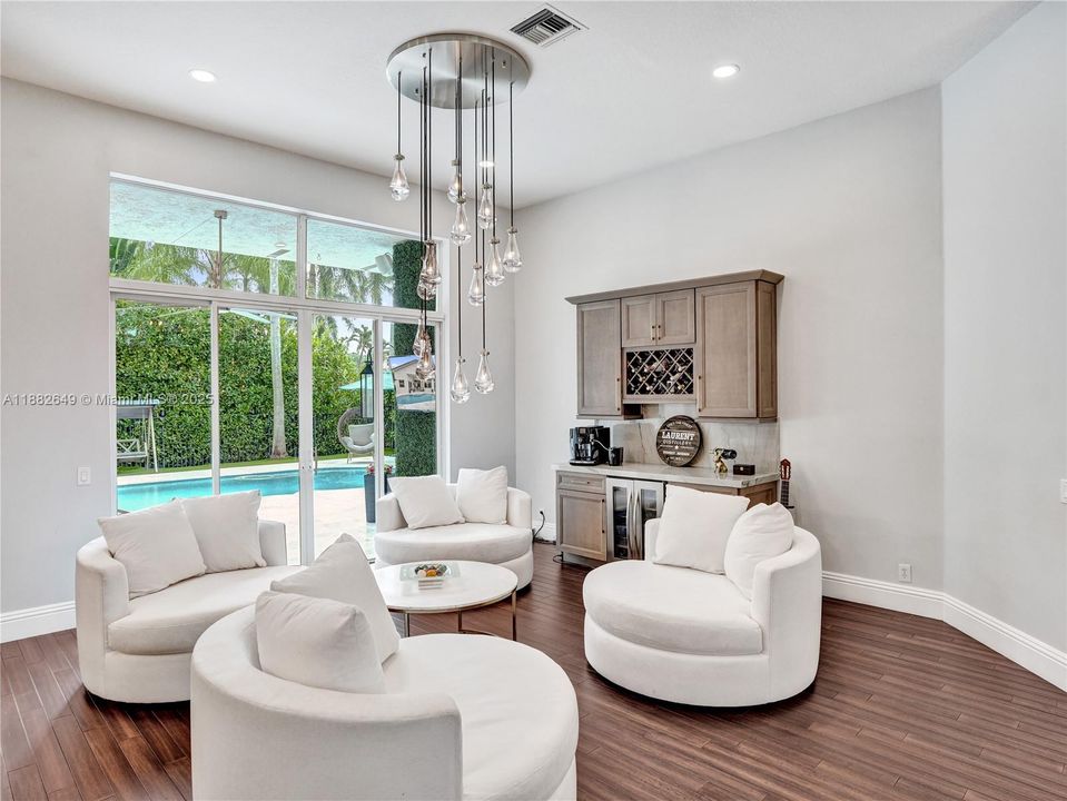 20K Designer Chandelier: A stunning focal point in the living room.