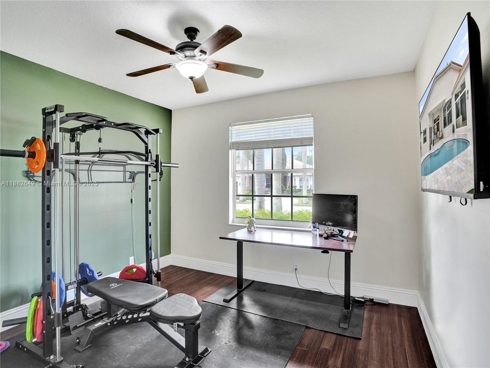 Bedroom currently used as gym/office