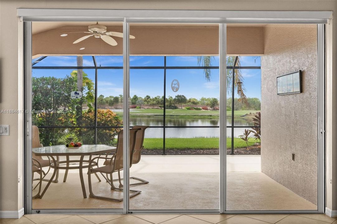 Beautiful lake and golf course views from the lanai