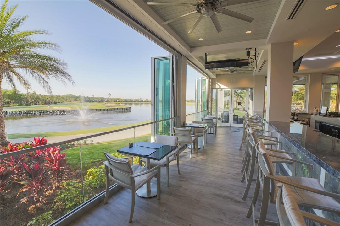 Enjoy the dining experience with water and golf views