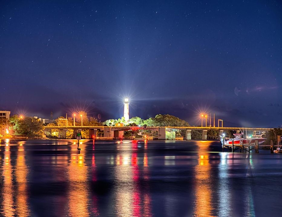 Jupiter lighthouse at night