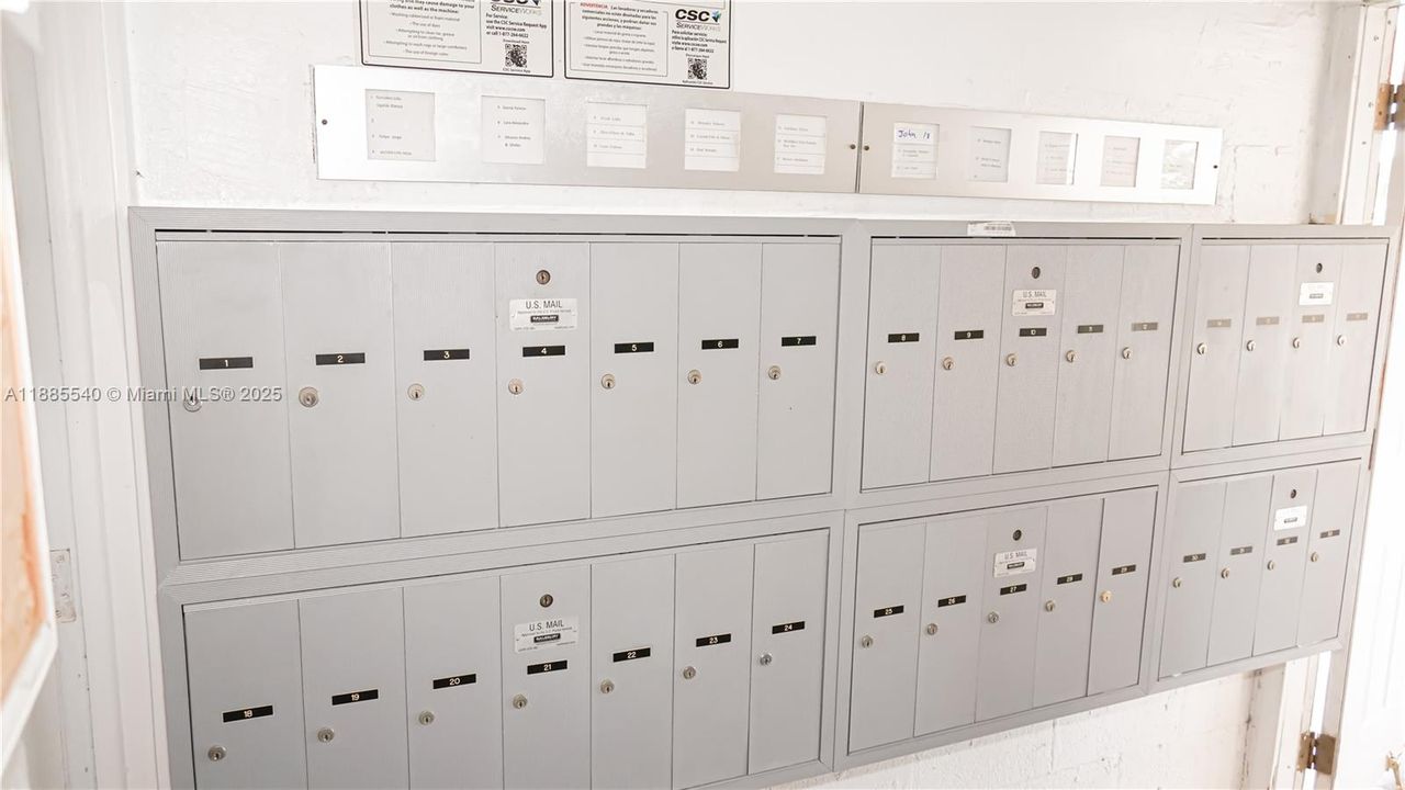 Mail and common laundry room.