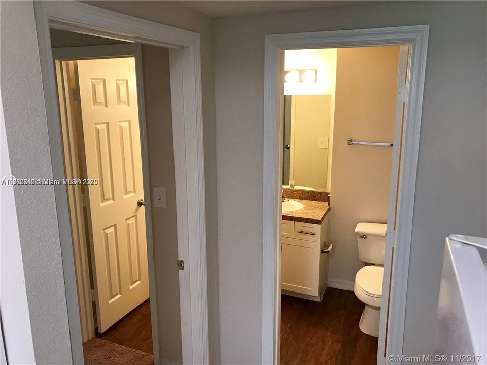 Second bedroom entrance and bath double door