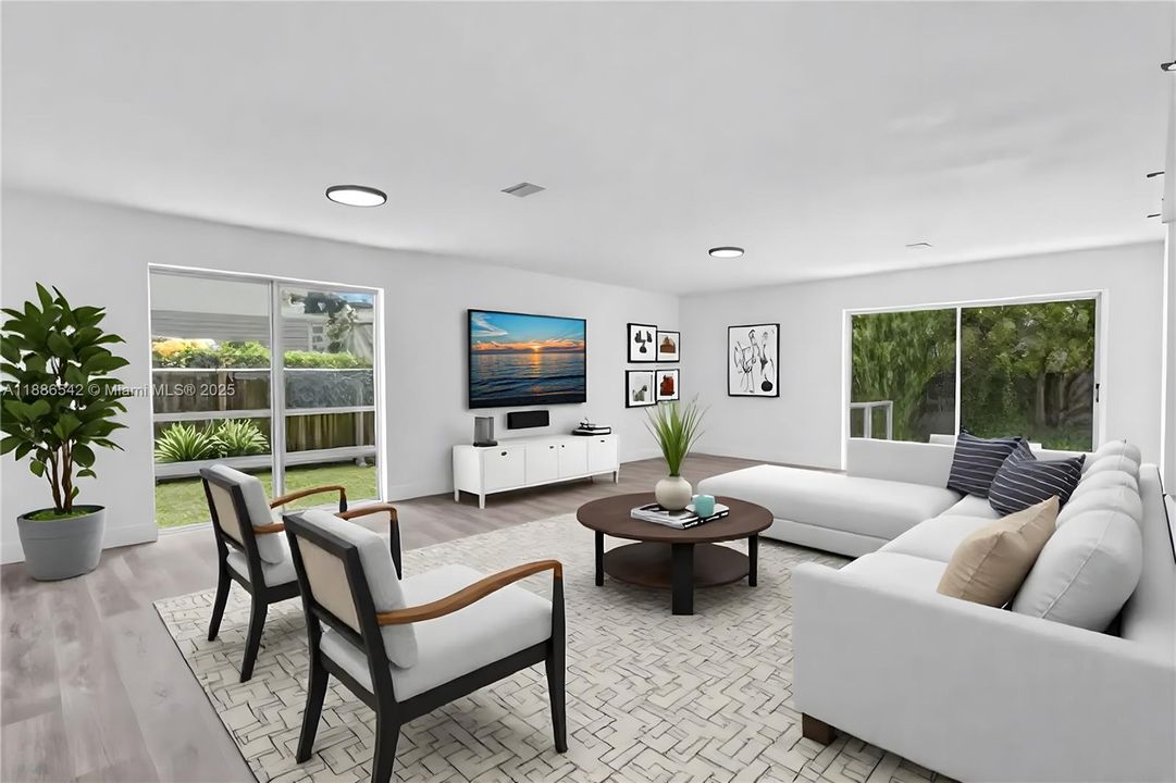 Virtual staged living room