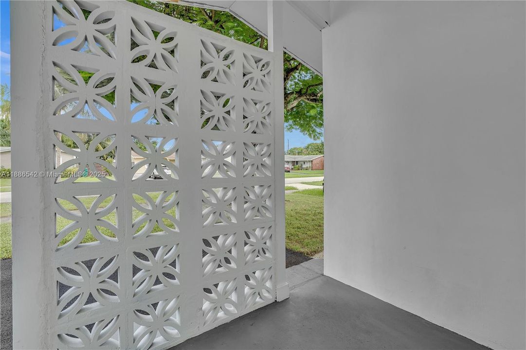 Patio in front of house