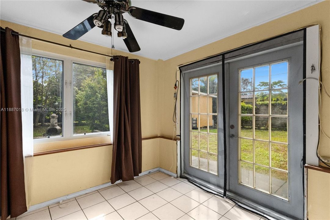 French doors to back yard