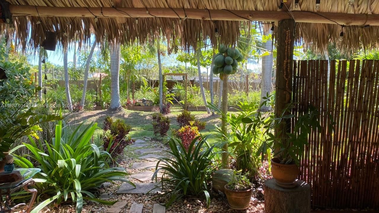 Tiki hut view by the studio has beautiful views of the grounds.