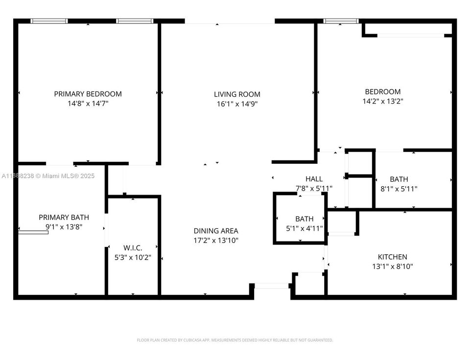 Floor Plan showing split bedrooms where the primary bedroom is located on one side of the unit, separate from the other bedrooms on the opposite side. This layout is separated by the main living areas and dining room. The primary benefit is increased privacy, creating more separation between sleeping areas!