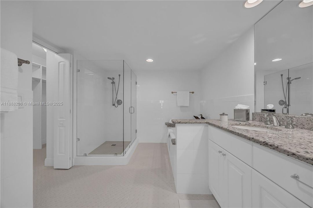 The master bath room with a view towards the walk-in closet!
