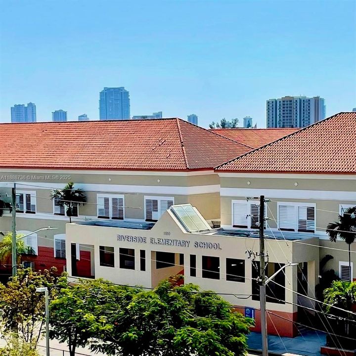 Riverside Elementary School next to the building