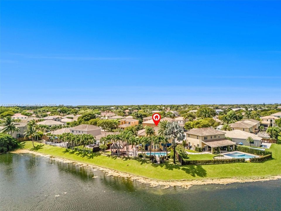 Drone shots highlighting the home’s prime Cutler Bay location, private pool, and proximity to water access and parks.