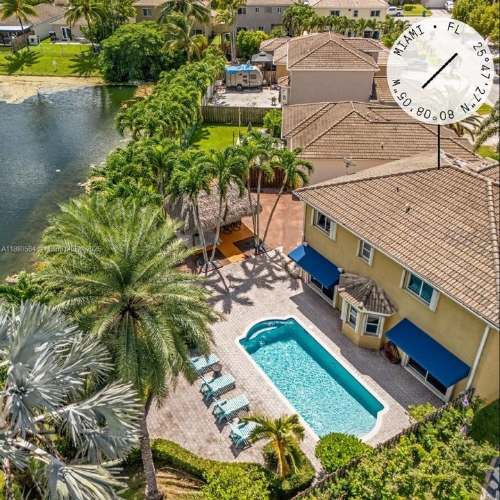 Drone shots highlighting the home’s prime Cutler Bay location, private pool, and proximity to water access and parks.