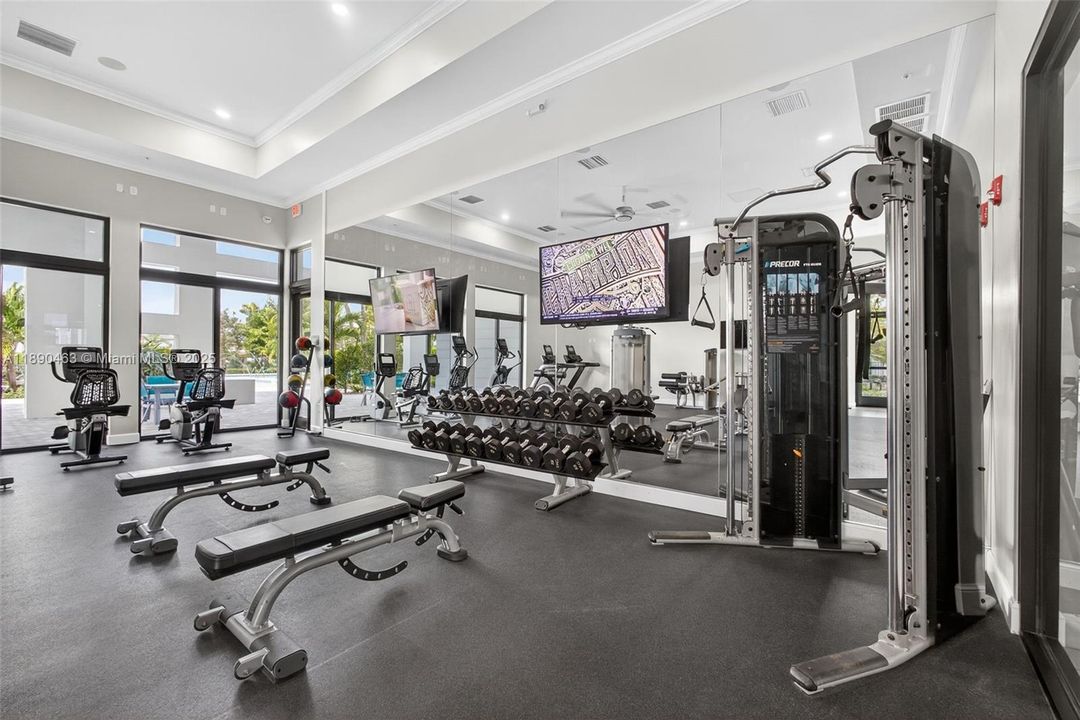 State-of-the-art community gym with cardio machines, free weights, strength training equipment, and TVs — everything you need for a full workout without paying for a membership or leaving the neighborhood.