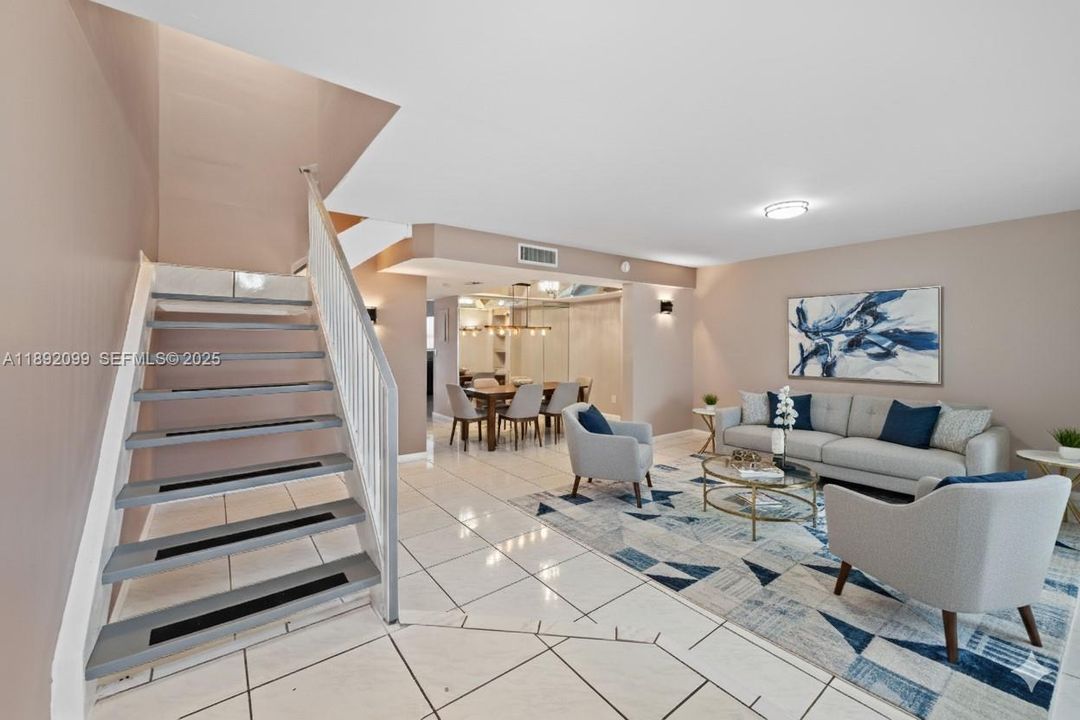 virtual staged living and dining room