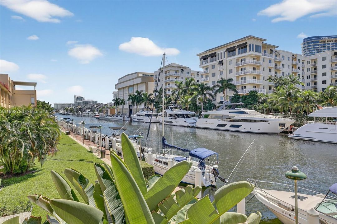 This is your view. Overlooking newly constructed luxury apartment buildings, hurricane protected boat storage faciity and mega yachts! Boat lovers take note: There is one dock space currently available for rent (fits a 20–21 ft boat) at $7 per foot.