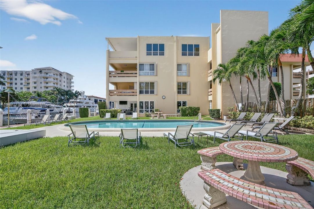 Well maintained building and nice green space