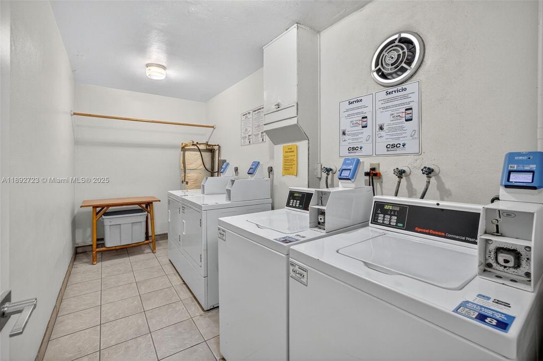 Laundry room down the hall with large units
