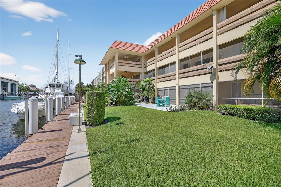 Well maintained building and nice green space