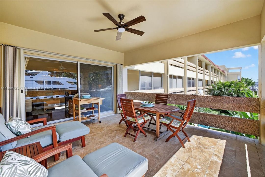 View toward the unit. Full accordion shutter coverage on the glass