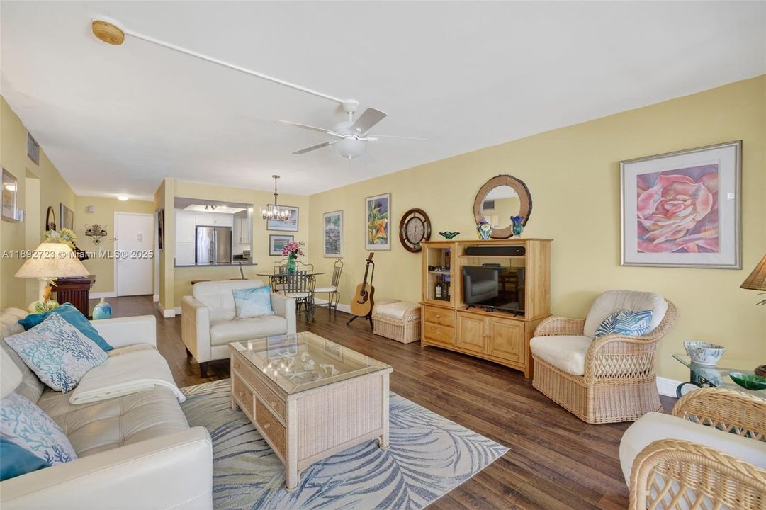 View toward front door and kitchen